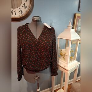 🤍❗NWT POPSUGAR Cherry Long Sleeve Patterned Shirt Size Medium